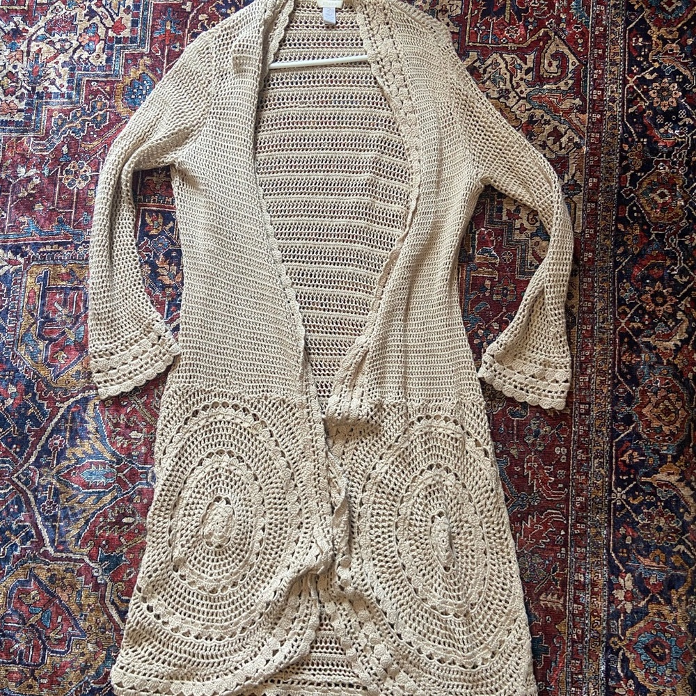 Elegant Cream Crochet Women's Sweater